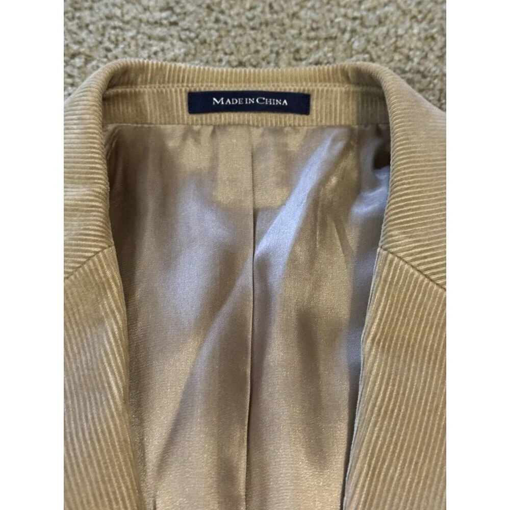 LANDS END Corduroy Jacket Mens 44R Tan Blazer Sport Coat Classic Business Wear